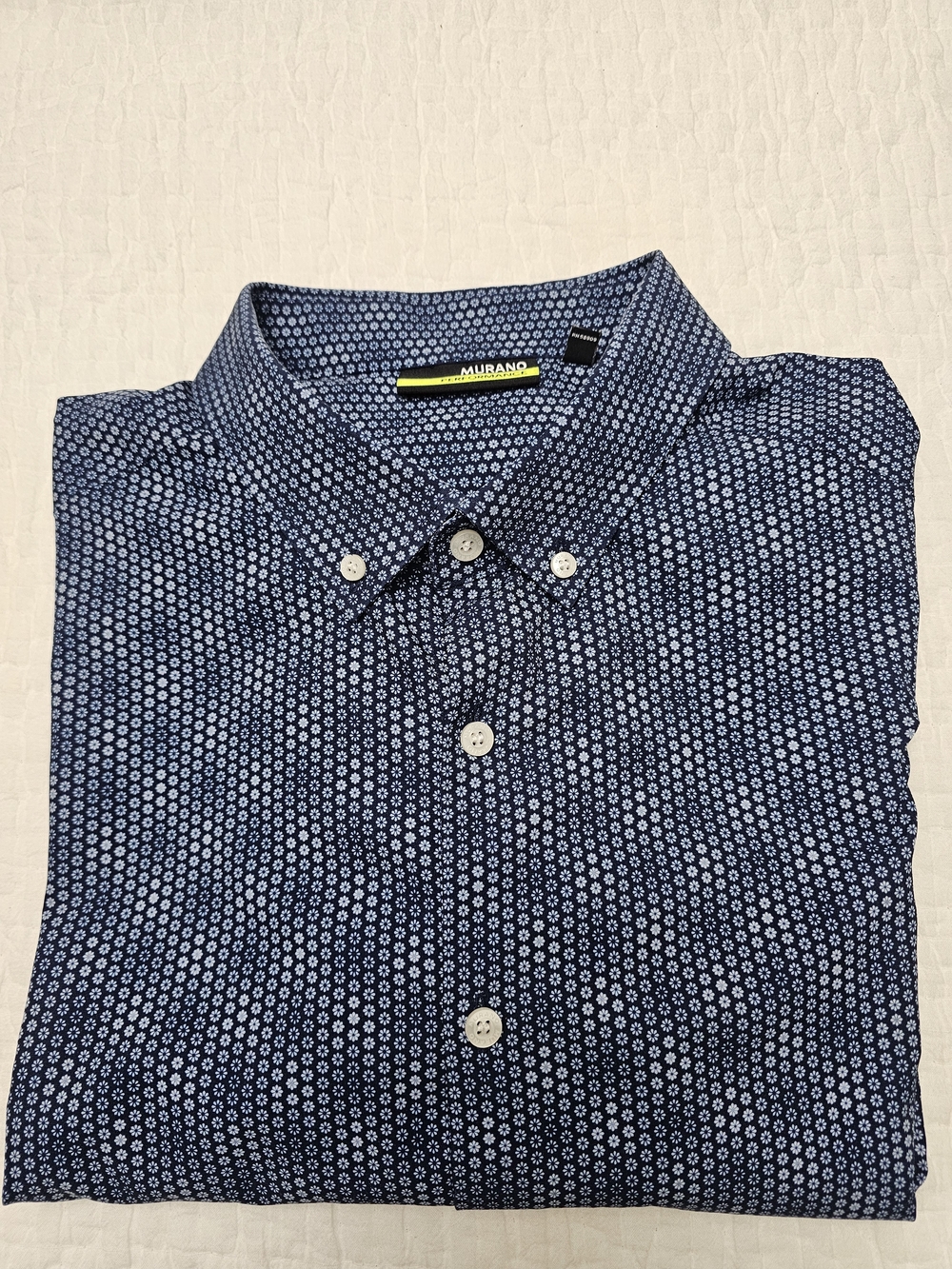 Murano Navy Micro-Print Button-Down Shirt XXL
